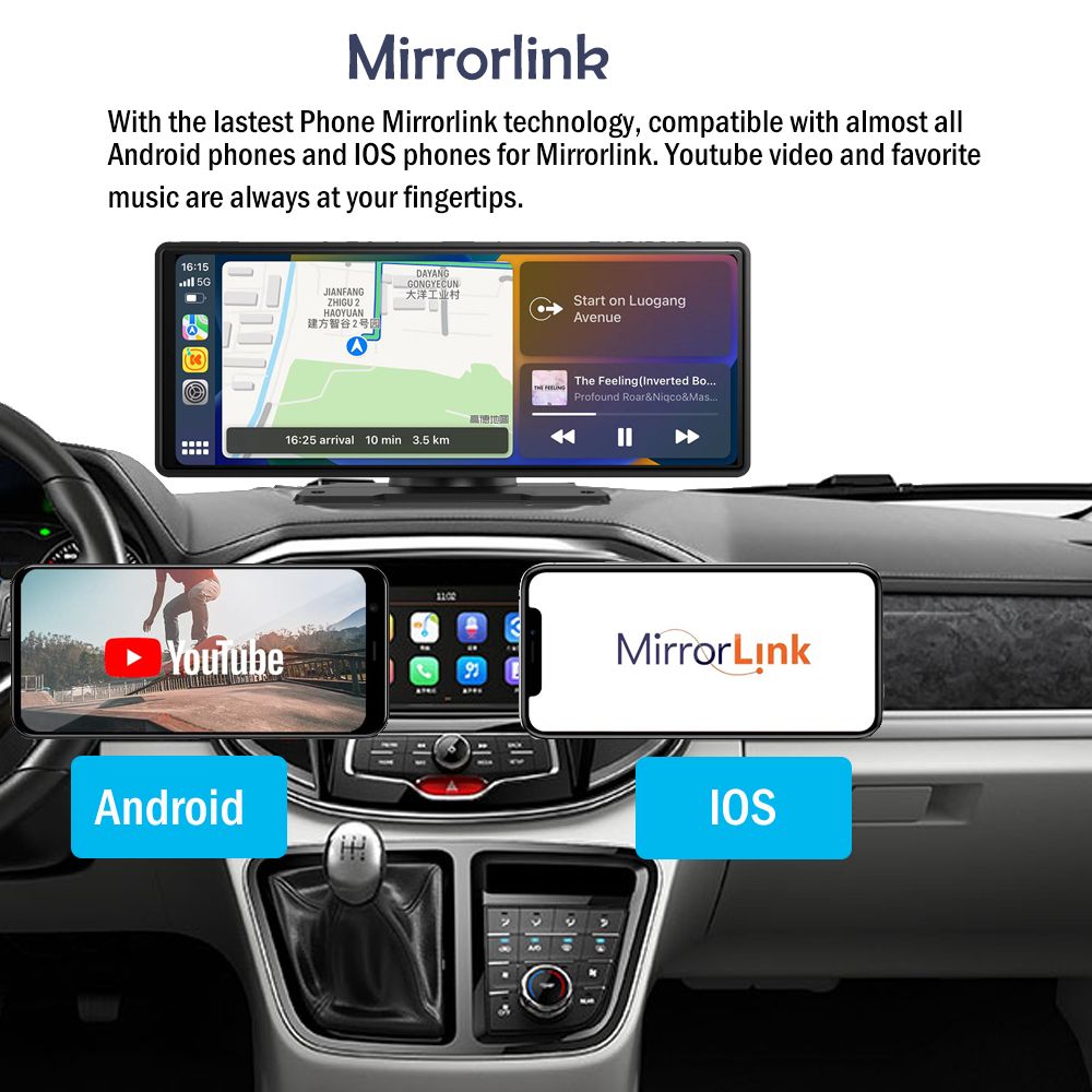 10-Inch Car Multimedia Infotainment System with Dashcam