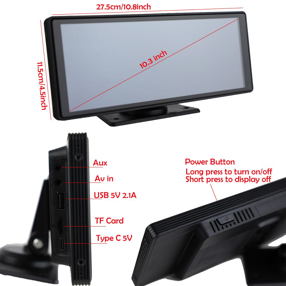 10-Inch Car Multimedia Infotainment System with Dashcam